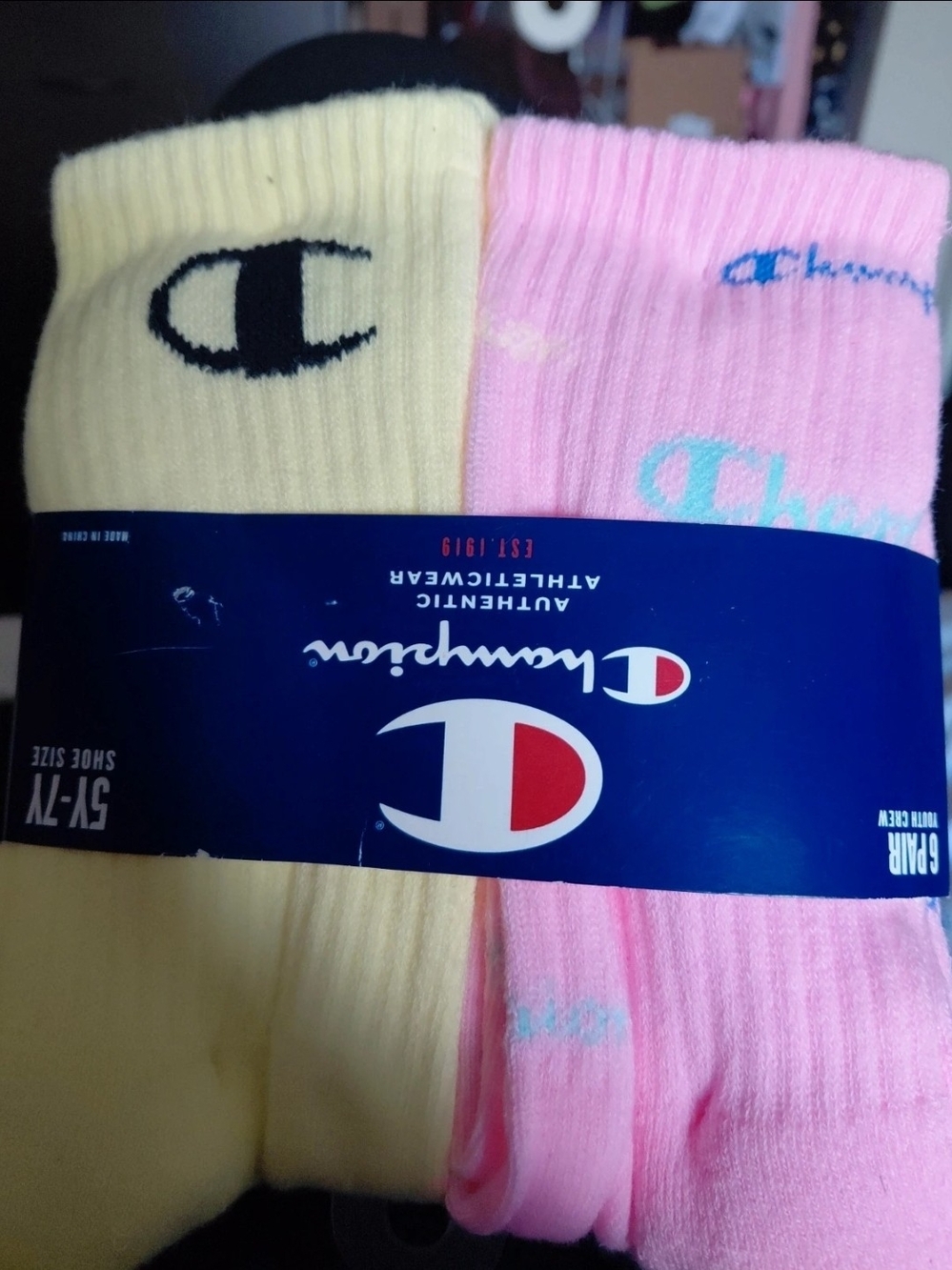 Champion Crew Socks - Yellow & Pink (2-Pack)